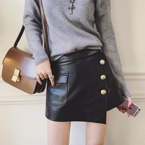 WomenS Shorts Natural Sheepskin Genuine Leather 2020 Fashion Female Short Design A Real Slim Hip Black H621