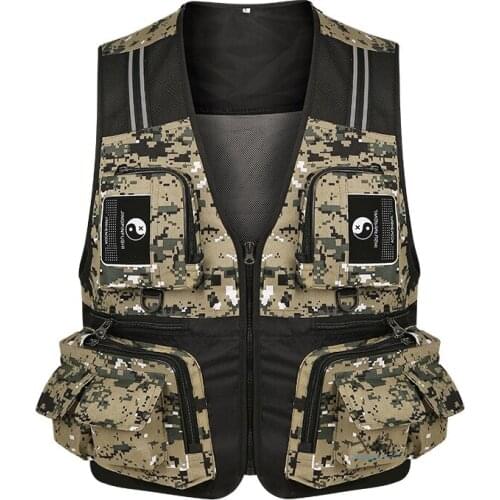 Fishing Vest Detachable Multiple Pockets Breathable Grid Mesh Comfortable Wear-Resisting With Reflective Stripe -40