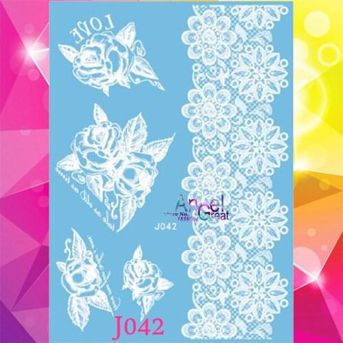 1PC Sexy Love Roses Design Flash White Ink Tattoo Large Flower Bracelet Tattoo Sticker AJ42 Fake Waterproof Tatoo Henna Body Art