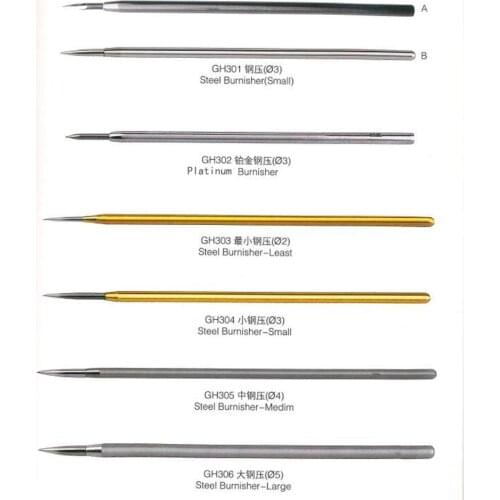 1PC Tungsten Steel Burnisher Long Head Shape Gold Silver Burnishing Tools