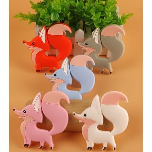 Kovict 5/10pcs Fox Baby Teether BPA Free Food Grade Silicone Pendants DIY Pacifier Chain Accessories Baby Molar Toys