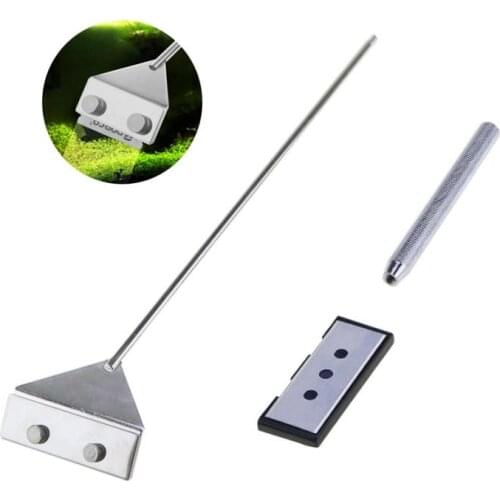Stainless Steel Aquarium Fish Tank Algae Scraper Blade Aquatic Water Live Plant Grass Cleaning Multi-Tool Cleaner Kit Set