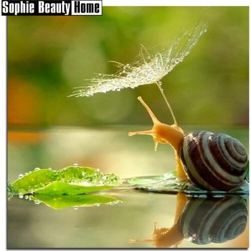 DIY 5D Diamond Mosaic Snails On The Water Handmade Diamond Painting Cross Stitch Kits Embroidery Pattern Rhinestones 060803