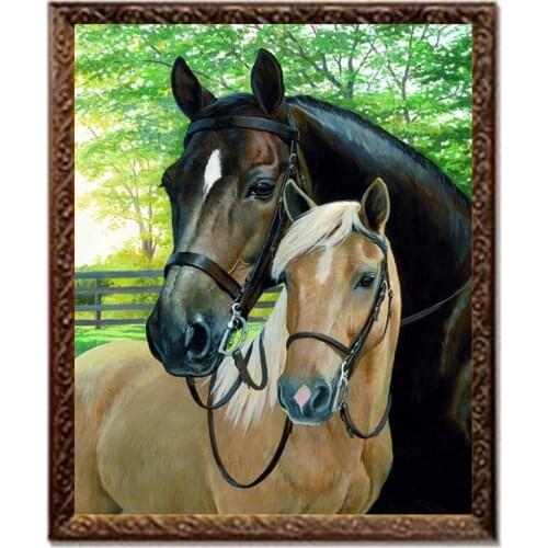Diamond Embroidery Diy Diamond Painting Cross Stitch Kits Diamond Mosaic Two horses Full Square Diamond Embroidery AD094