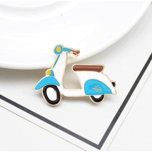 Cartoon Retro Blue Motorcycle Car Brooches Enamel Accessory Brooch Fashion Decoration Jewelry Pins For Kids Gifts Broche