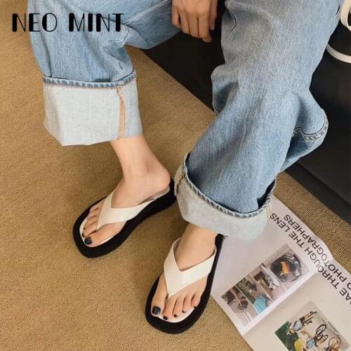 Black/White Mixed Color Thick Bottom Flip Flops Women Famous Designer Clip Toe Slippers Ladis Platform Jandal Slides Beach Shoes