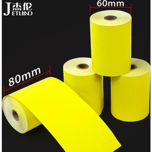 Color Thermal Paper 80mm x 60mm, Yellow Colour, Cash Register Receipt Paper, 4 Rolls