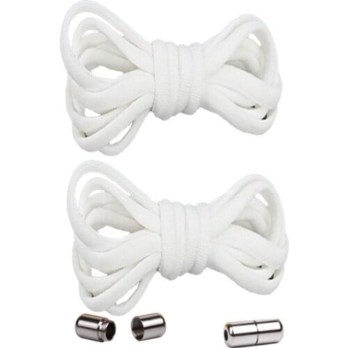 2pairs/pack Lazy Band Student Strings Gift Kids Round Metal Hardware No Tie Trainers Elastic Shoe Lace Sneaker Accessories