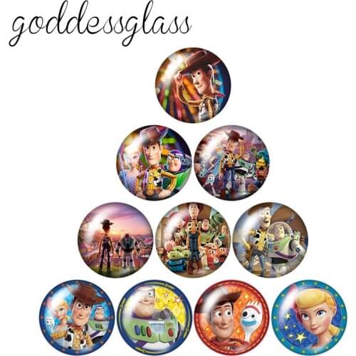 Disney Toy Story Woody Buzz Lightyear 10pcs 12mm/18mm/20mm/25mm Round photo glass cabochon flat back Necklace Making findings