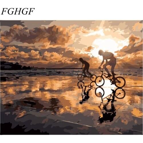 FGHGF Frameless Picture DIY Painting By Numbers Green Lake Landscape Modern Wall Art Picture Handpainted On Wall