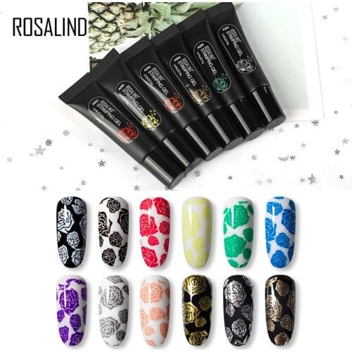 ROSALIND 8ML Printing Oil Gel Stamping Poly Gule Varnish Hybrid Art Decoration Semi Permanent Gel Nail Polish For Manicure