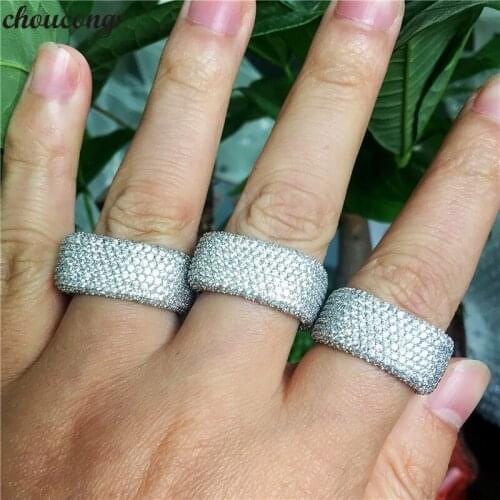Choucong Handmad Promise Ring 925 sterling Silver Full Micro pave 450pc Zircon cz Party Wedding Band Rings For Women men Jewelry