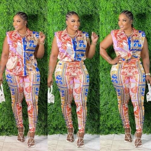2 Piece Set African Sets For Women New African Print Elastic Bazin Baggy Pants Rock Style Dashiki Sleeveless Famous Suit Lady