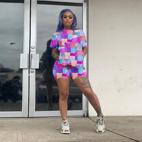 Summer Co-ord Outfits for Women Casual Paisley Print Short Sleeve T-shirt Top and Biker Shorts Athleisure Suit 2 Two Piece Sets