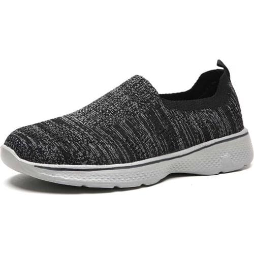 Mens Fly Weaving Breathable Casual Sneakers Summer Slip-on Sport Shoes Comfort Cushioning Walking Training Shoes Elderly Shoes