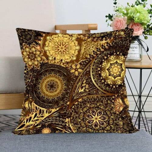 New Gold Floral Pillow Case For Home Decorative Pillows Cover Invisible Zippered Throw PillowCases 40X40,45X45cm