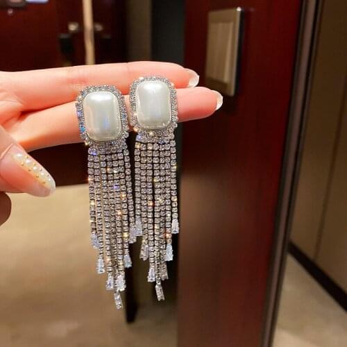 New Tassel Earrings For Women Statement Shinning Rhinestones Long Earings Fashion Jewelry Wholesale