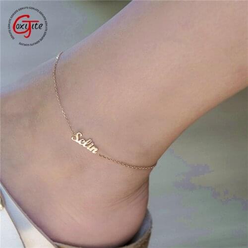 Goxijite Custom Name Anklet For Women Girl Personalized Foot Nameplate Jewelry Stainless Steel Letter Ankle Bracelets Gift