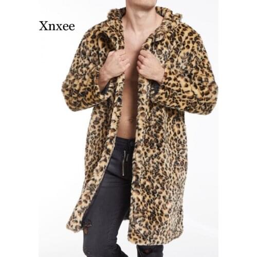 Leopard Faux Fur Coat New Winter Men Coatwinter Warm Fashion Outdoor Woolen Collar Overcoat High Quality Male Mens Jacket