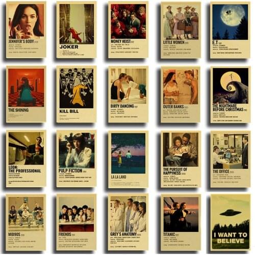 35 types of Classic Movie Posters Film Details Dirty Dancing Outer Banks Kill Bill Retro Poster Art Painting Room Bar Cafe Decor