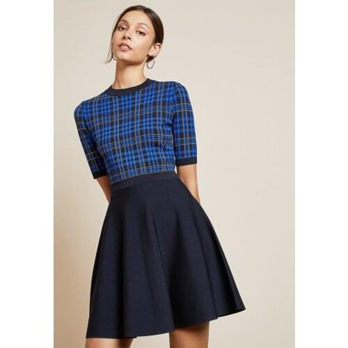 Dress New Blue Plaid short sleeve A line knitted short children 2021 spring and summer umbrella