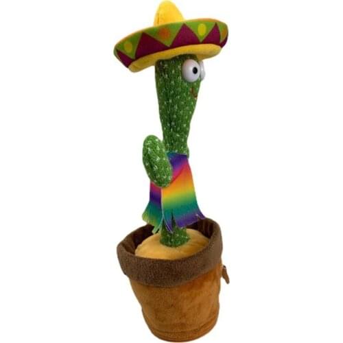 C5AA Cactus Shaped Plush Toys 3D Soft Electronic Dancing Cactus with clothing /Hawaiian clothing/ Cowboy Hat Type