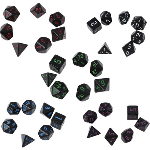 7 Pcs Resin Polyhedral Dices Numbers for DND RPG MTG Dials Desktop Table Board Game Dice Toys