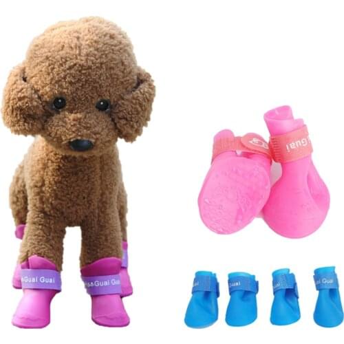 Pet Dog Rain Boots Soft Puppy Protective Rubber Waterproof Anti-Slip Anti-Dirty Small Dog Rain Shoes Pet Shoes