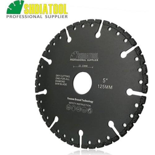 SHDIATOOL 1pc 125mm Vacuum Brazed Diamond Blade For All Purpose Stone Iron Steel Aluminum 5" Demolition Blade Rescue Disc