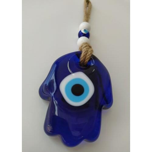 Hamsa Hand Evil Eye 8cm Glass Bead Pendant Charm Turkish Handmade Amulet Wall Hanging Talisman Boho Home Decor Made in Turkey