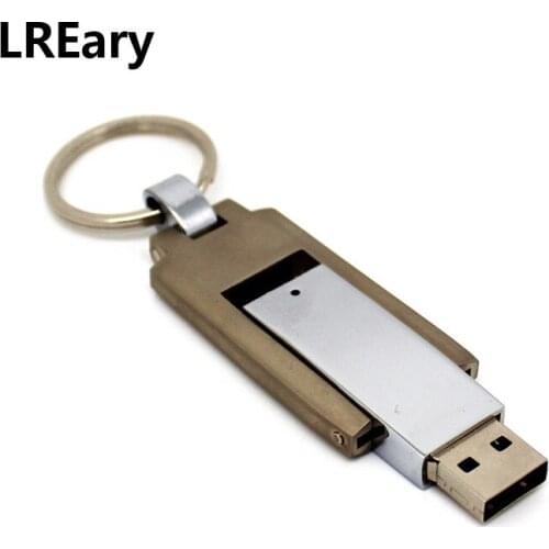 New Rotatable Metal 2.0 USB Flash Drives U Disk 4G/8G/16G/32G/64G For Computer & Office Silver key chain memory stick pendrive