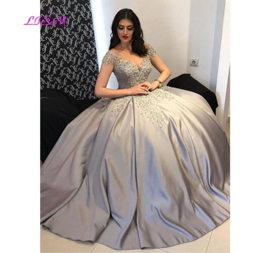 Vintage Ball Gown Evening Dress Long Beaded Elegant Formal Dresses 2020 Sexy Satin Prom Party Gowns Custom Made