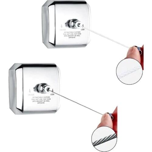 Retractable Clothesline 304 Stainless Steel Nylon Clothing Line Dryer with Adjustable Rope String for Bathroom Laundry