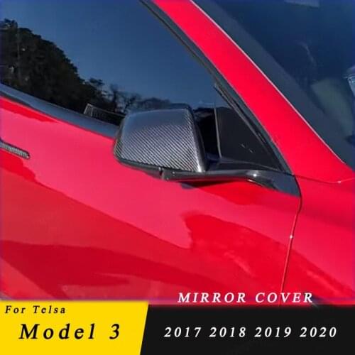 For Tesla Model 3 2017 2018 2019 2020 Car Rear View Side Wing Mirror Cap Cover Replacement Carbon Fiber Pattern
