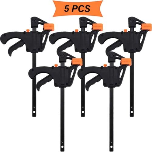 4 inch 3/4/5pcs Woodworking Bar F Clamp Clip Hard Grip Quick Ratchet Release DIY Carpentry Hand Vise Tool
