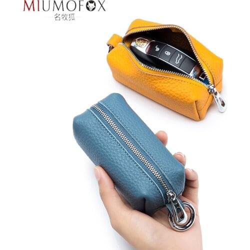 Genuine Leather Car Key Wallet Women Lipstick Coin Purse 2021 Leather Fashion Housekeeper Holder Keychain Zipper Keys Case Pouch