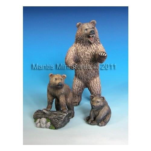 1/35 scale animal brown bear 3 figure miniatures Resin Kit sand table Model scene Model Free Shipping