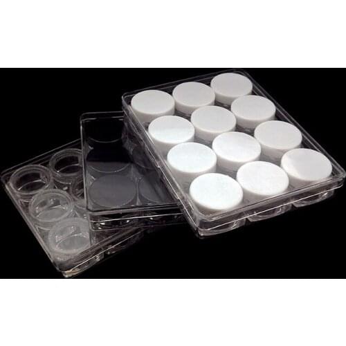 5g square plastic clear jar cosmetics glitter powder nails sequins beads small jewelry accessories storage box 12pcs/ pack