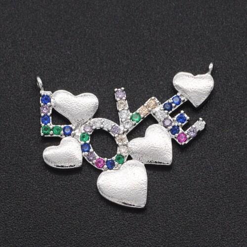 18x21mm 100% CZ Zircon DIY Jewelry Love Heart Shape Connectors Charm Wholesale Factory Sale OEM Order Accepted