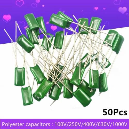 50Pcs/lots 67 Kinds Capacity Full Series 100V 250V 400V 630V 1000V Multi-Specification Polyester Film Capacitor 1nF 2.2nF 3.3nF