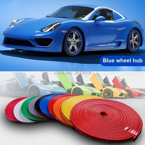 8M Blue Car Hub Trim Decoration Anti-Collision Strip Wheel Rim Protector Ring Wheel Tire Edge Changer Guard stickers