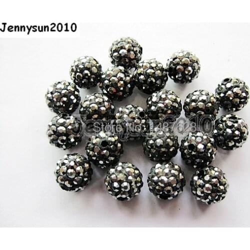 8mm Hematite Top Quality Czech Crystal Rhinestones Pave Clay Round Disco Ball Spacer Beads For Jewelry Crafts 100pcs / Pack