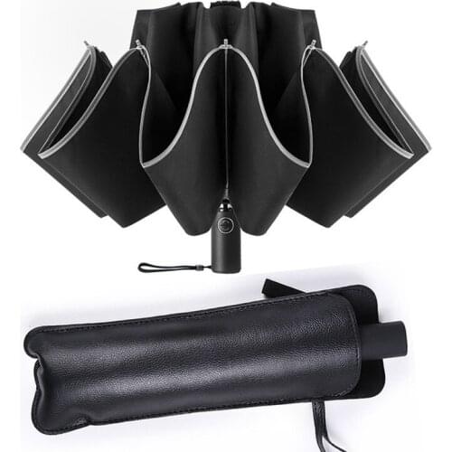Automatic Umbrella Reverse Folding Business Umbrella With Reflective Strips Umbrellas Rain For Men Women Windproof Male Parasol