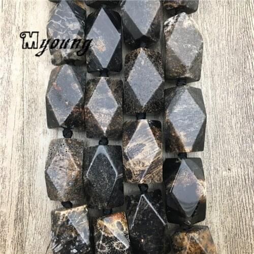 Large Faceted Brown Coral jades Nugget Pendant Beads,Chrysanthemum stone Agates Beads For DIY Jewelry MY2020