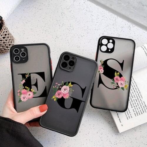 Moskado Initial Letter Phone Case For iPhone 12 Pro Max 11 Pro Max X XR XS Max 7 8 Plus SE 2020 Matte Black Hard PC Back Cover