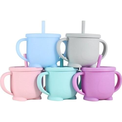 Food Grade Silicone Training Cup Childrens Water Cup for Toddlers & Kids Sippy Cups Learning Cup Baby Feeding Bottle BPA Free