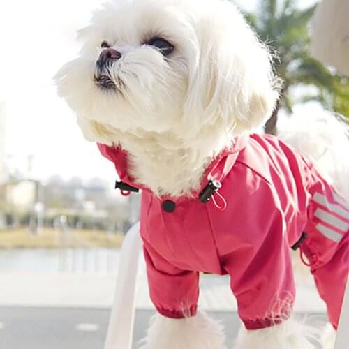 Raincoat For Dogs Clothes Rainproof Waterproof Four-Legged All-Inclusive Breathable Hooded Pet Rainy Day Coat Teddy Accessories