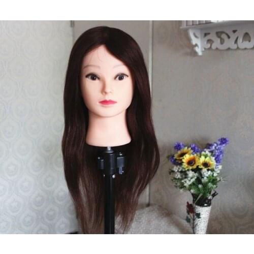 60cm light brown 100% natural human Hair head mold trim doll head mannequin head practice head with hair