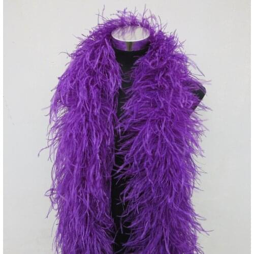 Beautiful 6ply Fluffy Purple High Quality Ostrich Feather Boa Celebration Feathers For Crafts Home Decoration Diy Plumes