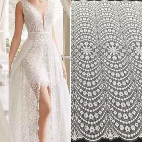150cm Wide 3 Meters Long Latest Off white wedding dress Chantilly lace fabric DIY sewing cloth swiss french lace fabric